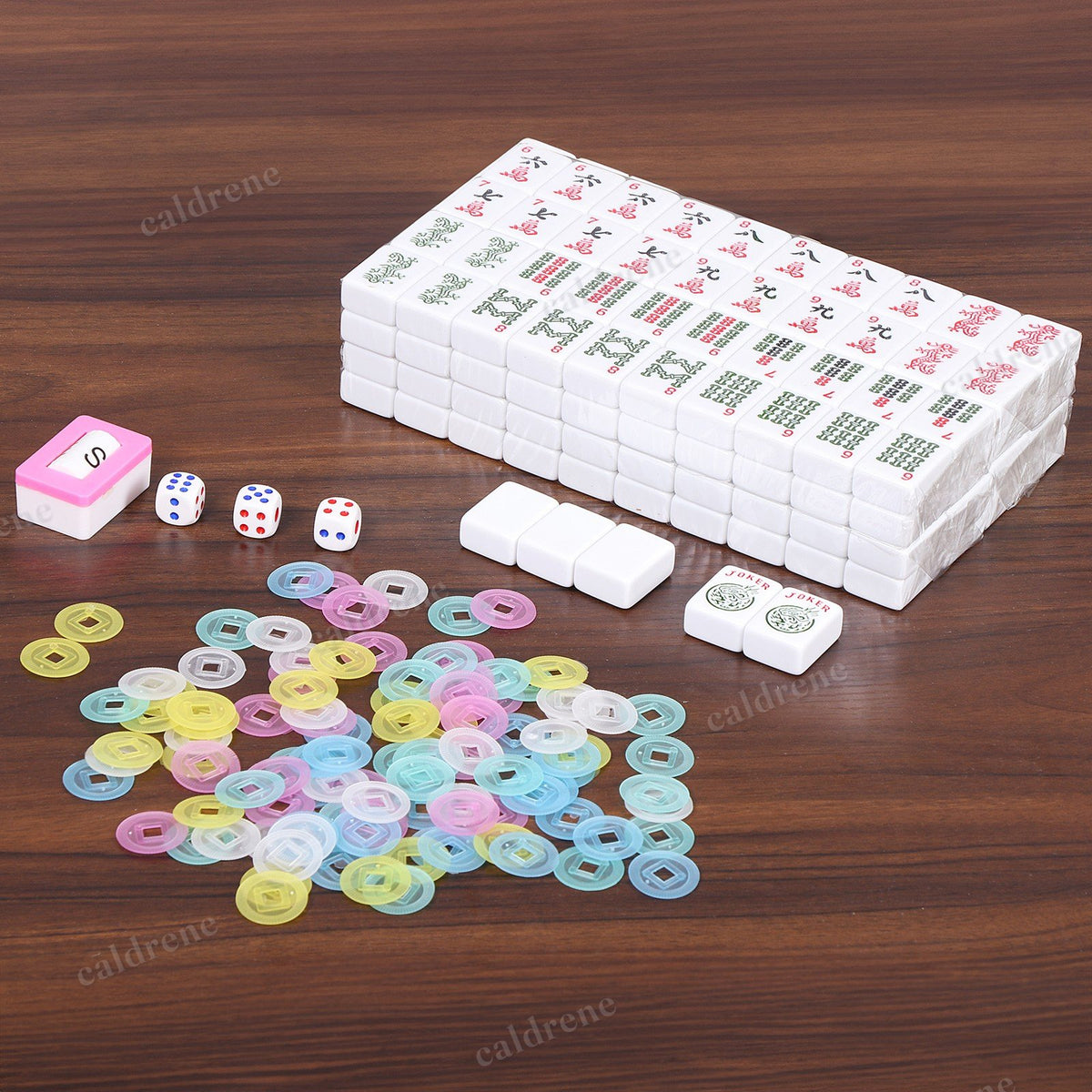 American Mahjong Set 166 White Tiles with 4 Racks and Pushers – view 9