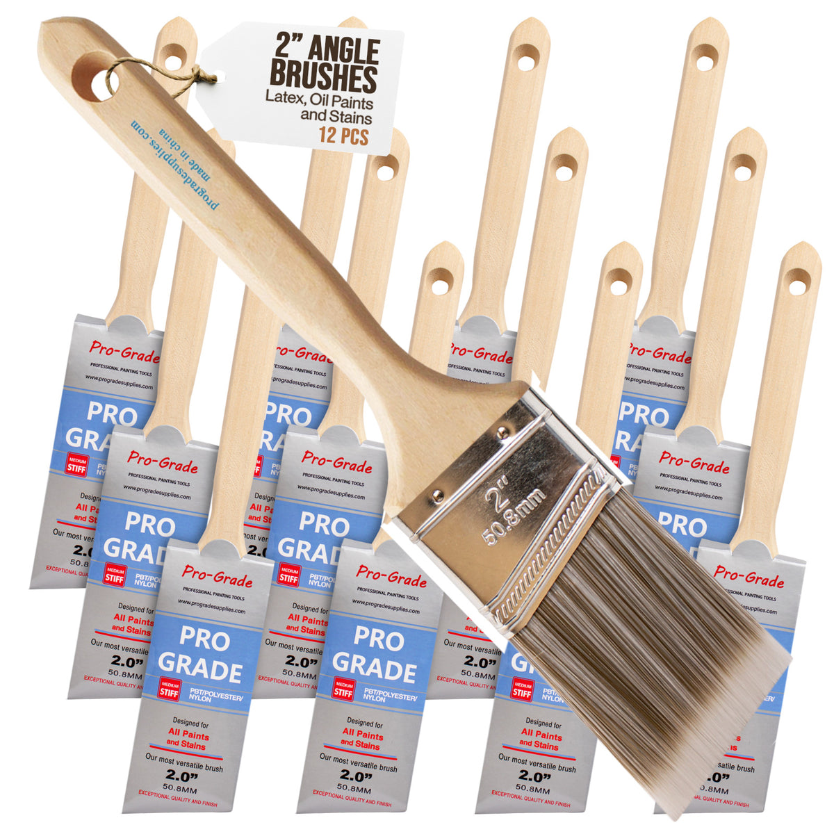 Angled Trim Paint Brush Set for Walls and Trim, 12 Pack