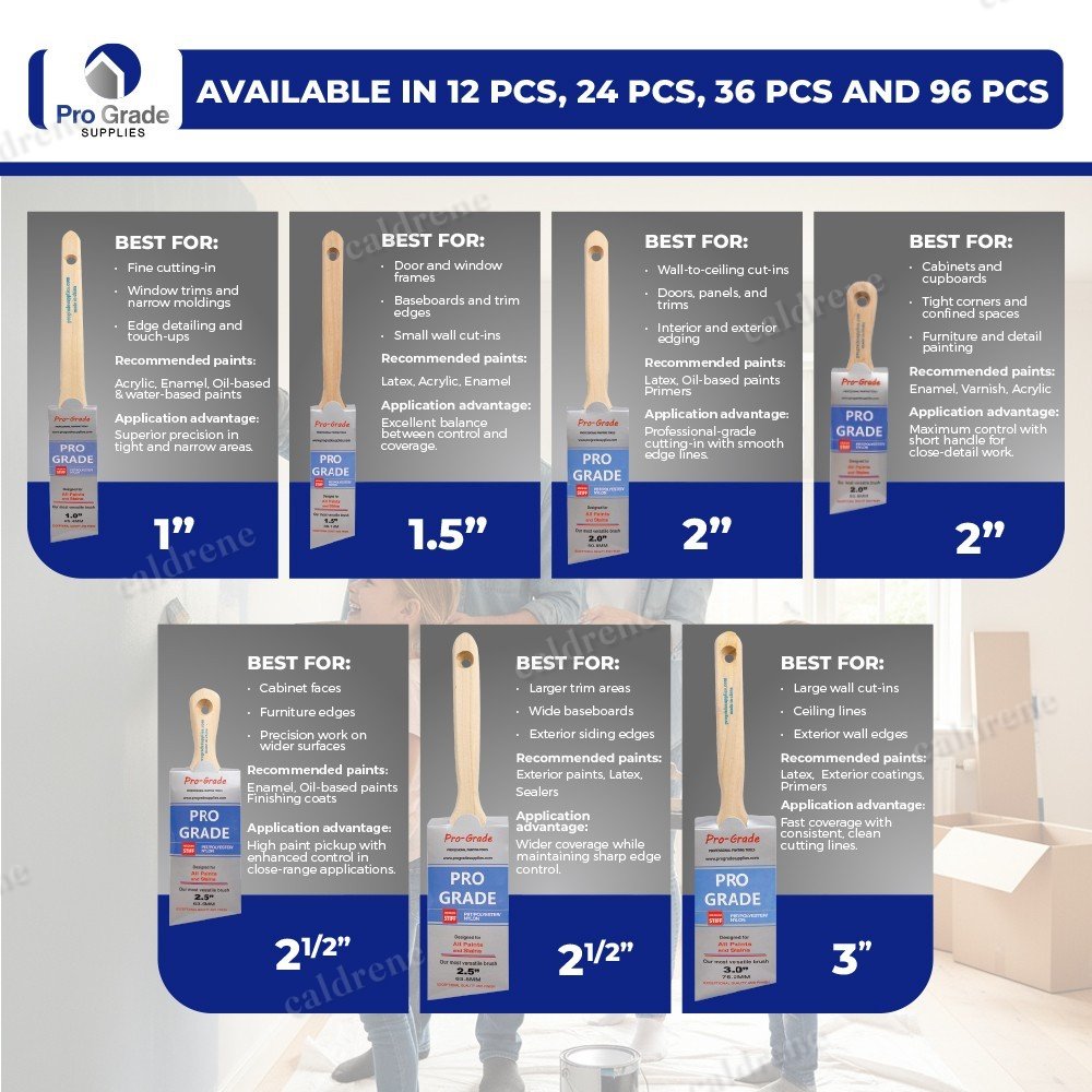 Angled Trim Paint Brush Set for Walls and Trim, 12 Pack – view 4