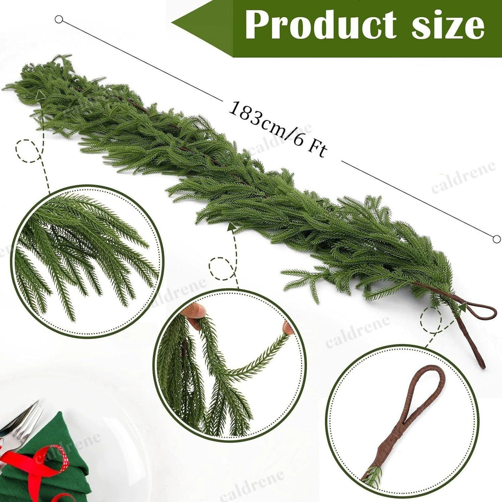 Artificial Norfolk Pine Christmas Garland Real Touch for Mantle – view 4