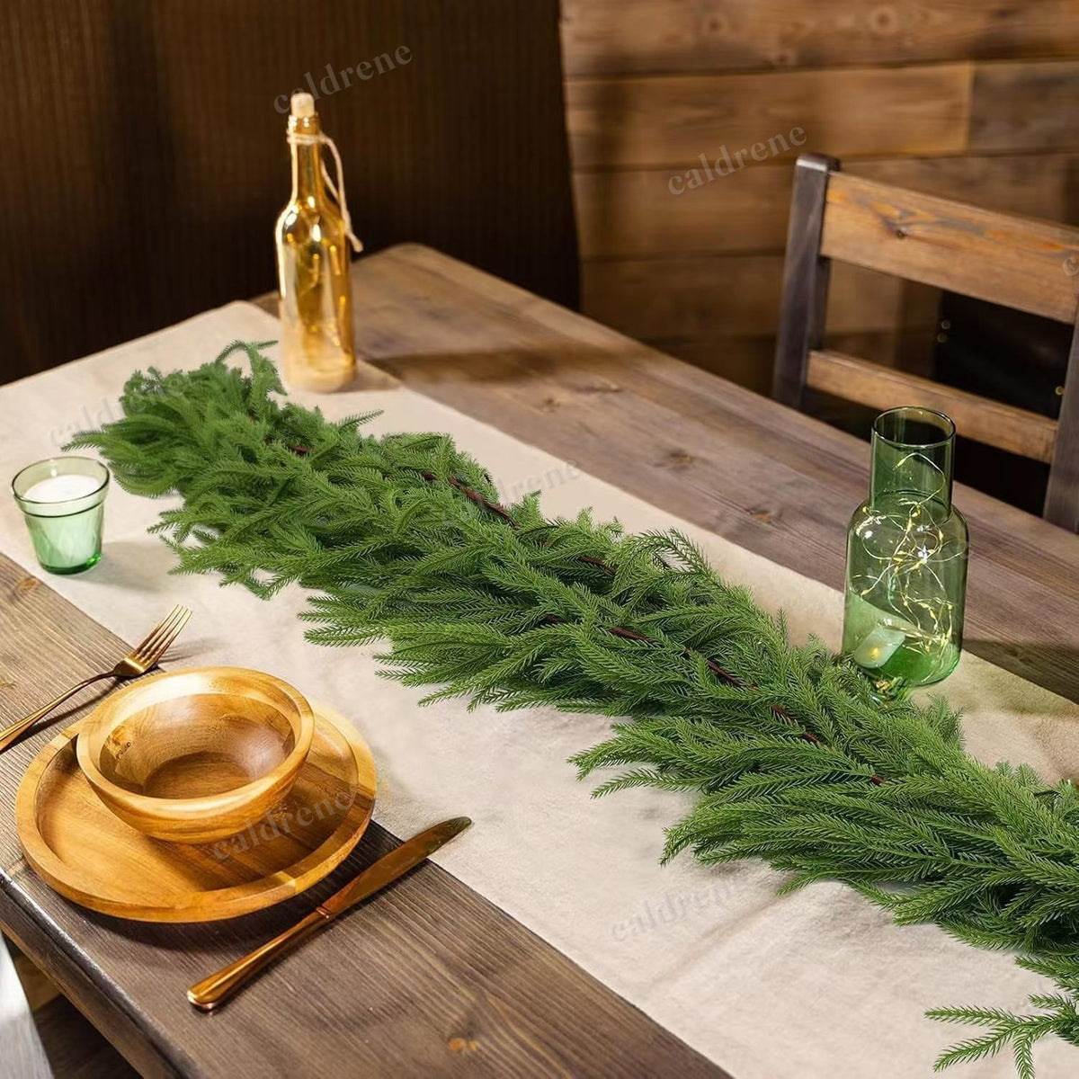 Artificial Norfolk Pine Christmas Garland Real Touch for Mantle – view 7