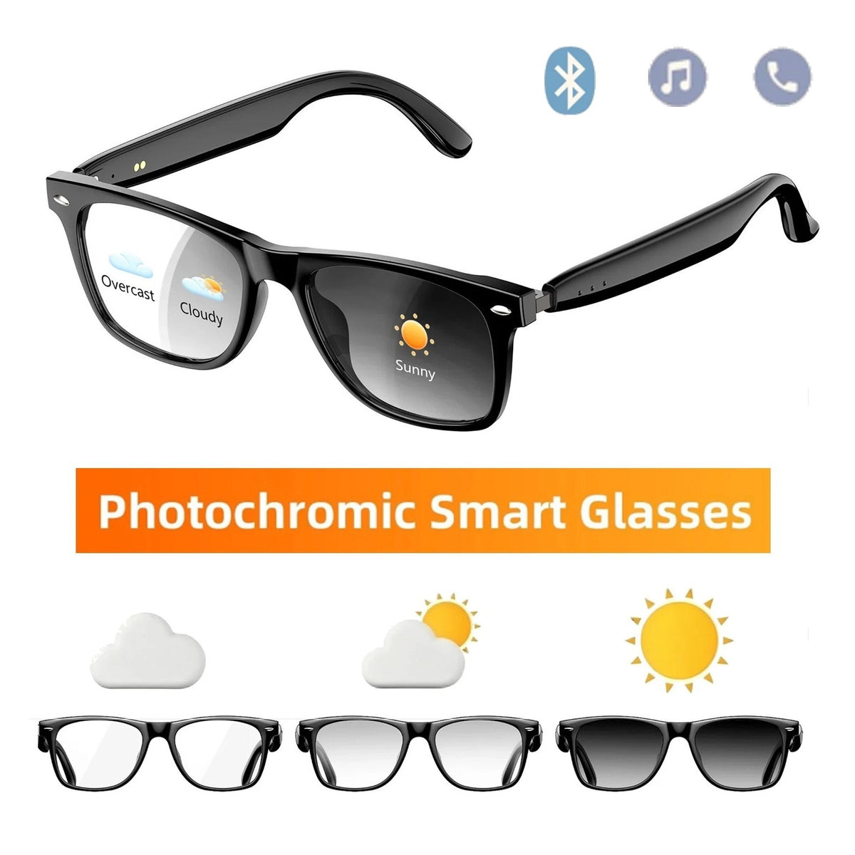 Auto-Tint Bluetooth Smart Glasses