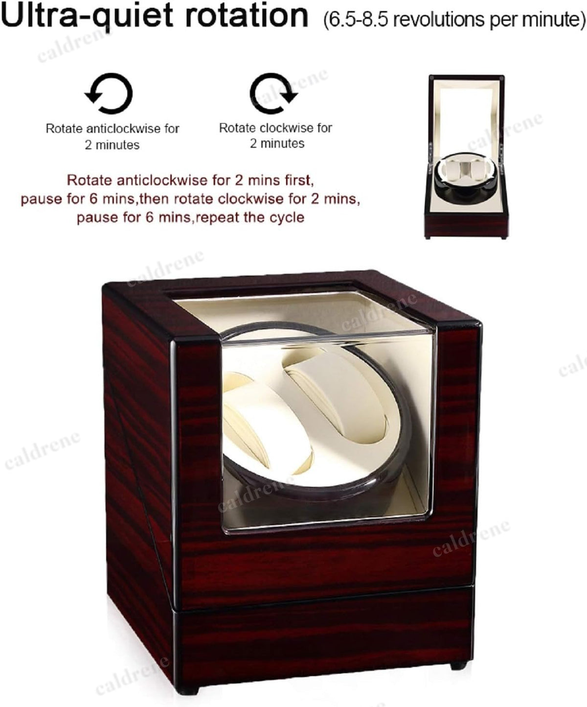 Automatic Double Watch Winder Box, Wooden – view 3