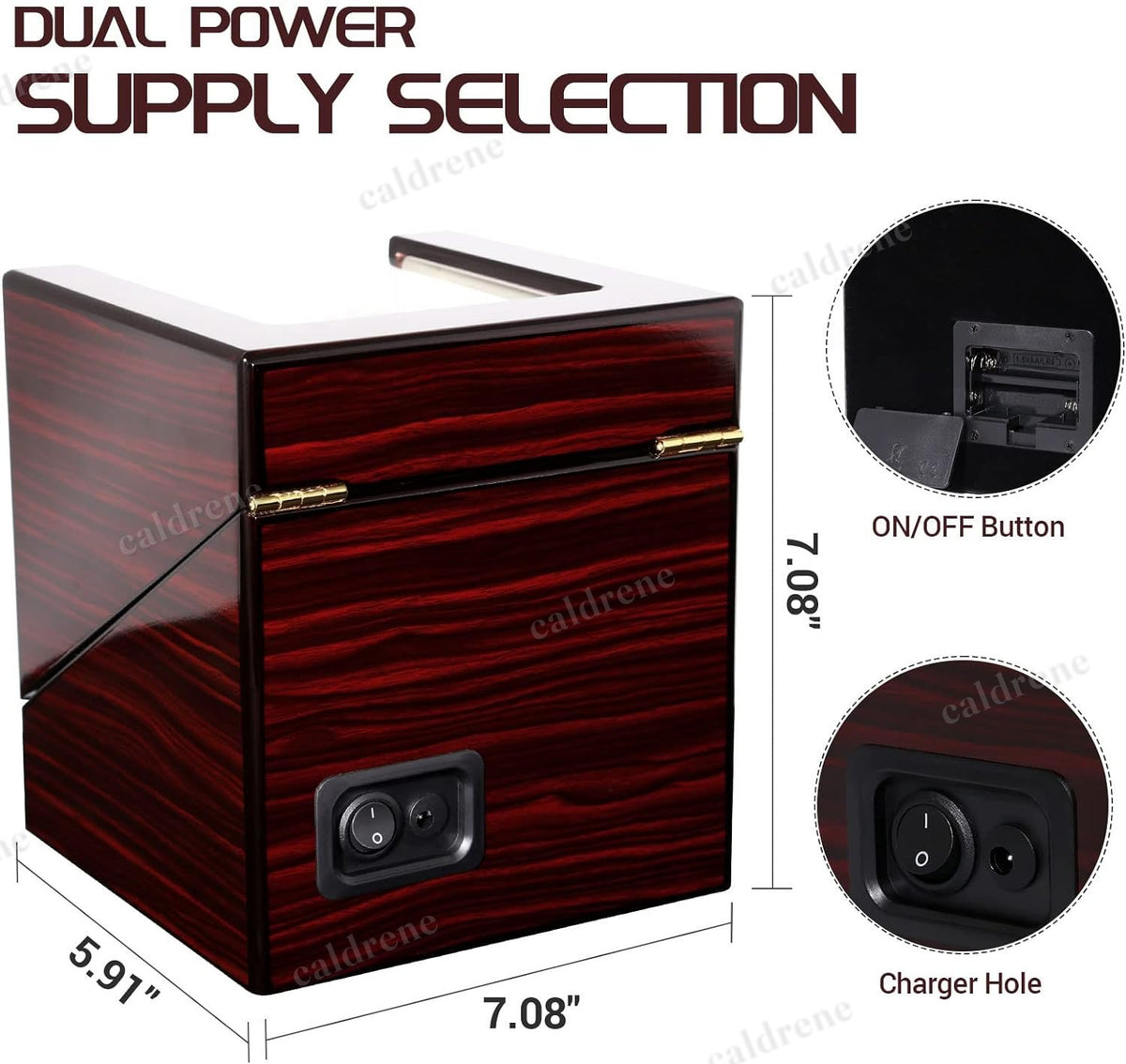 Automatic Double Watch Winder Box, Wooden – view 5
