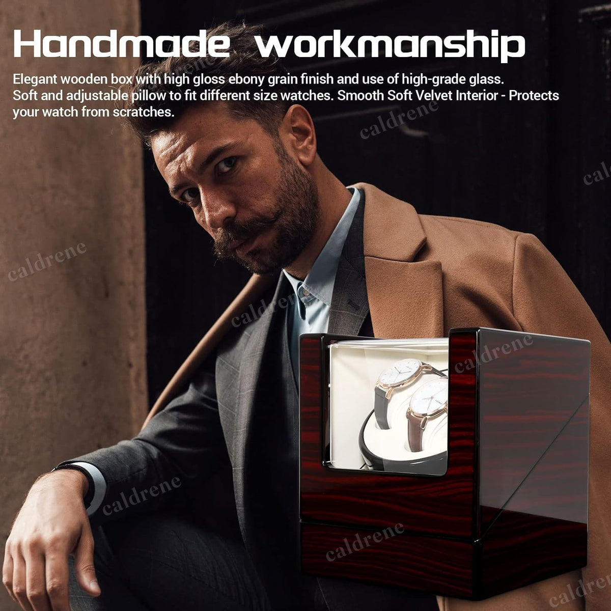 Automatic Double Watch Winder Box, Wooden – view 7