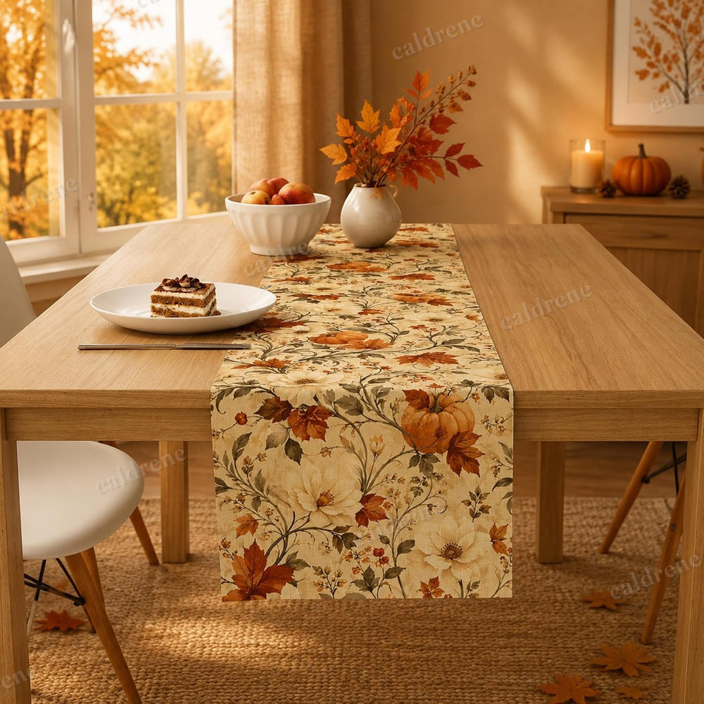 Autumn Pumpkin Floral Table Runner for Thanksgiving – view 2