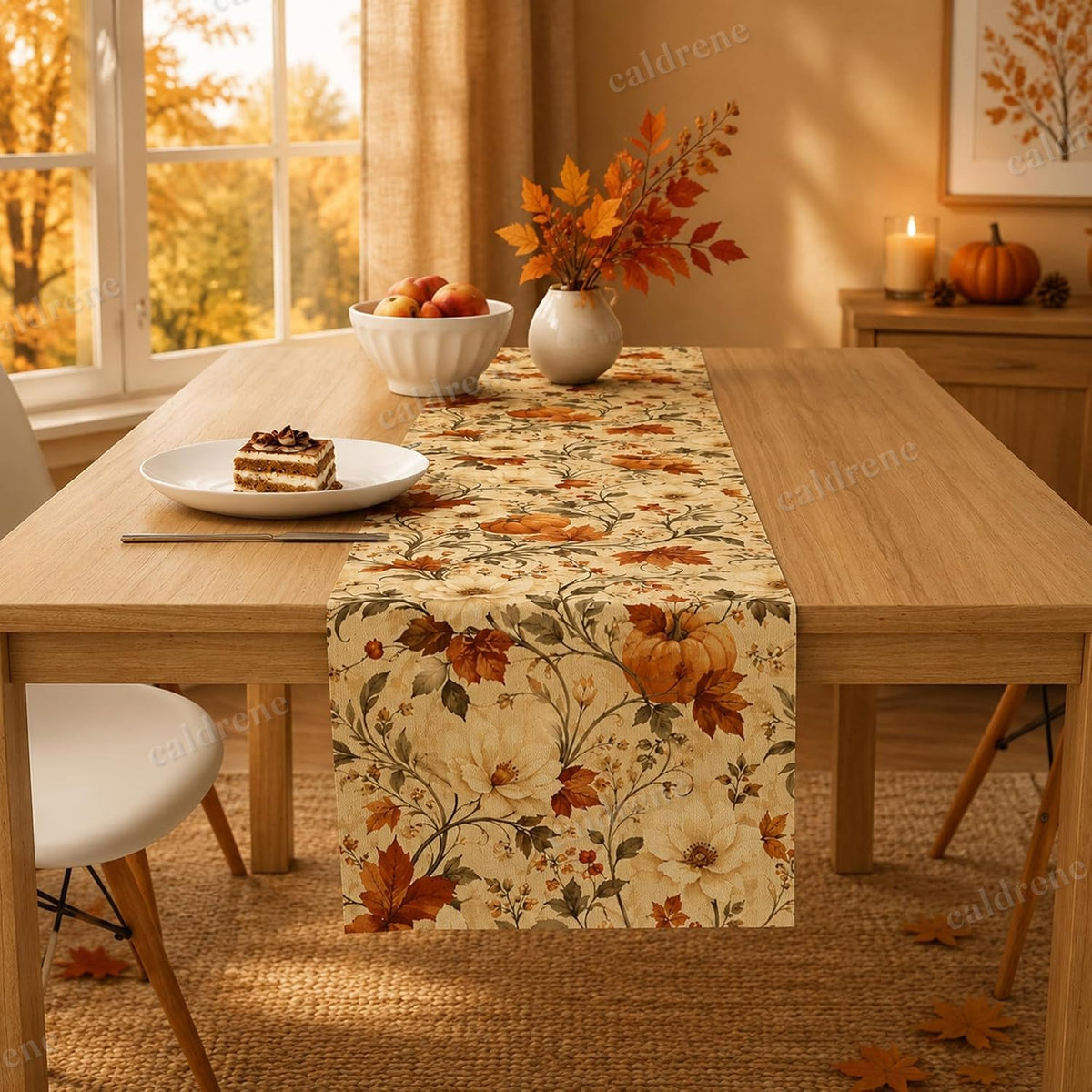 Autumn Pumpkin Floral Table Runner for Thanksgiving – view 2