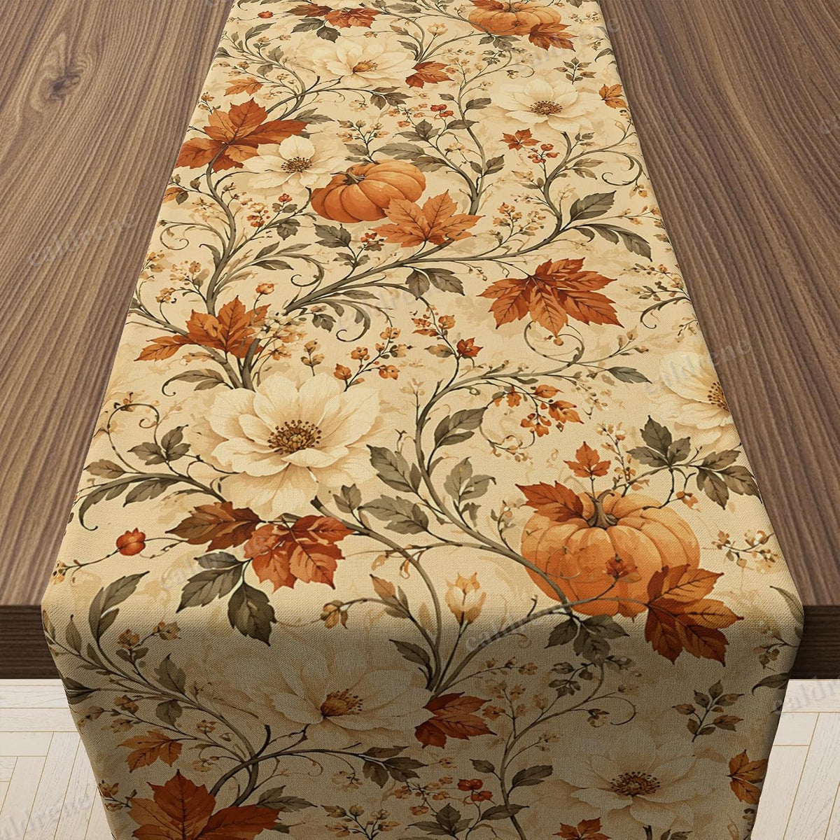 Autumn Pumpkin Floral Table Runner for Thanksgiving – view 8