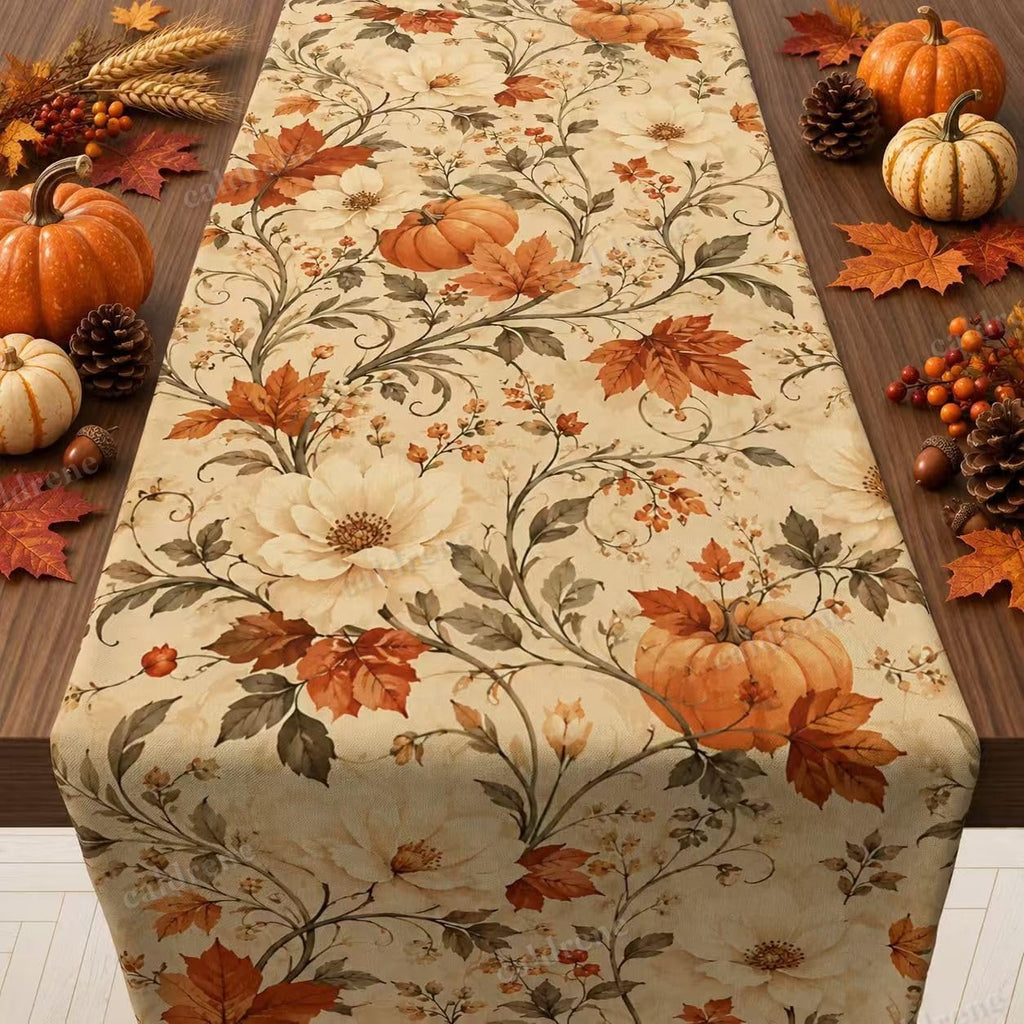 Autumn Pumpkin Floral Table Runner for Thanksgiving – view 9