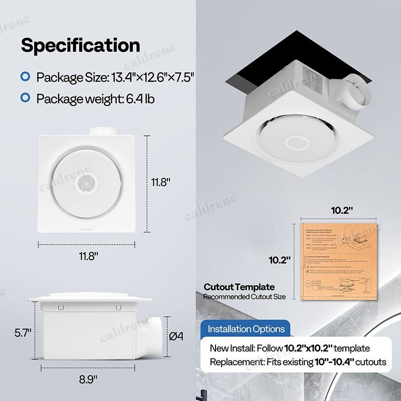 Bathroom Exhaust Fan with RGB Light and Bluetooth Speaker – view 2