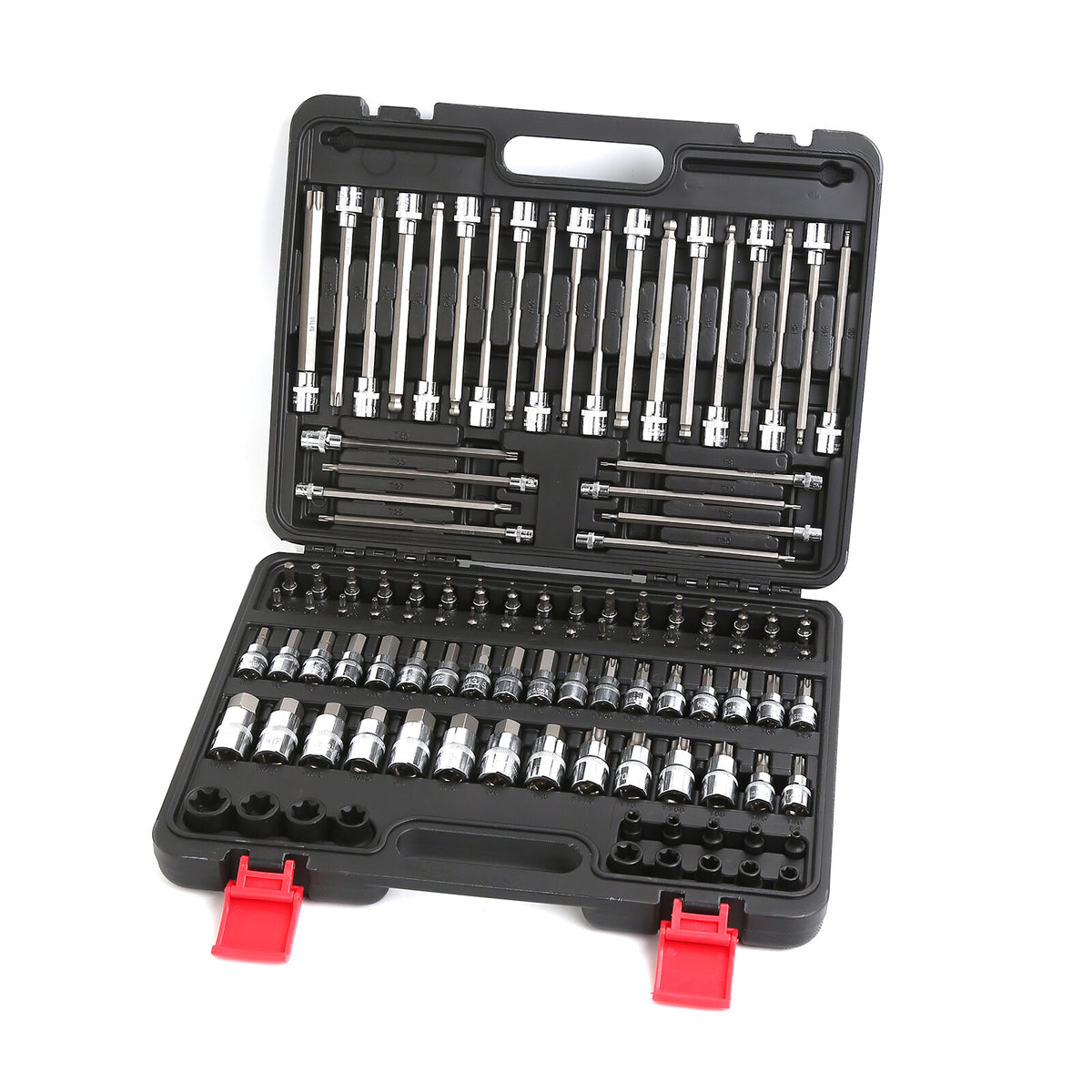 Bit Socket Set 1/4 3/8 1/2 Drive, SAE Metric Torx Hex, 107 Piece