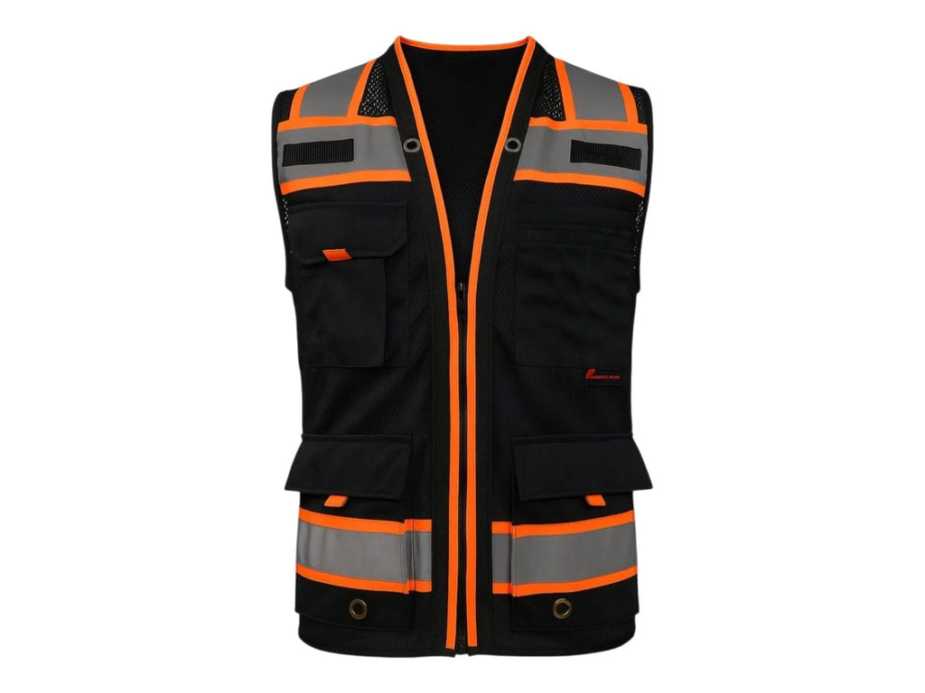 Black Hi-Vis Safety Vest with Tablet Pocket