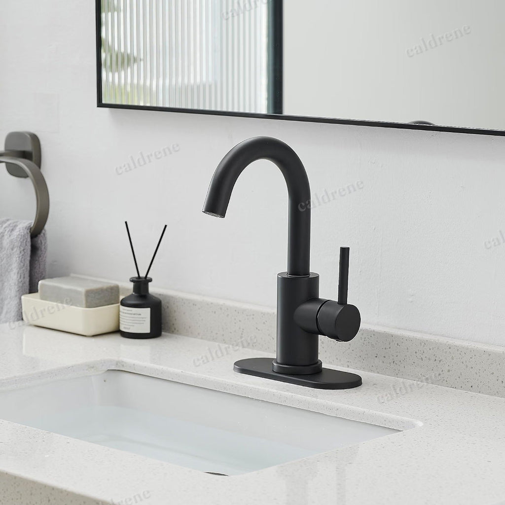 Black Single Handle High Arc Bathroom Sink Faucet – view 10