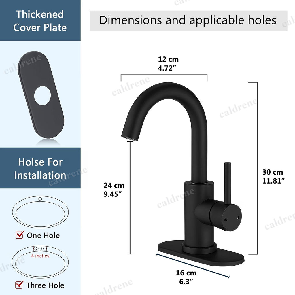 Black Single Handle High Arc Bathroom Sink Faucet – view 4