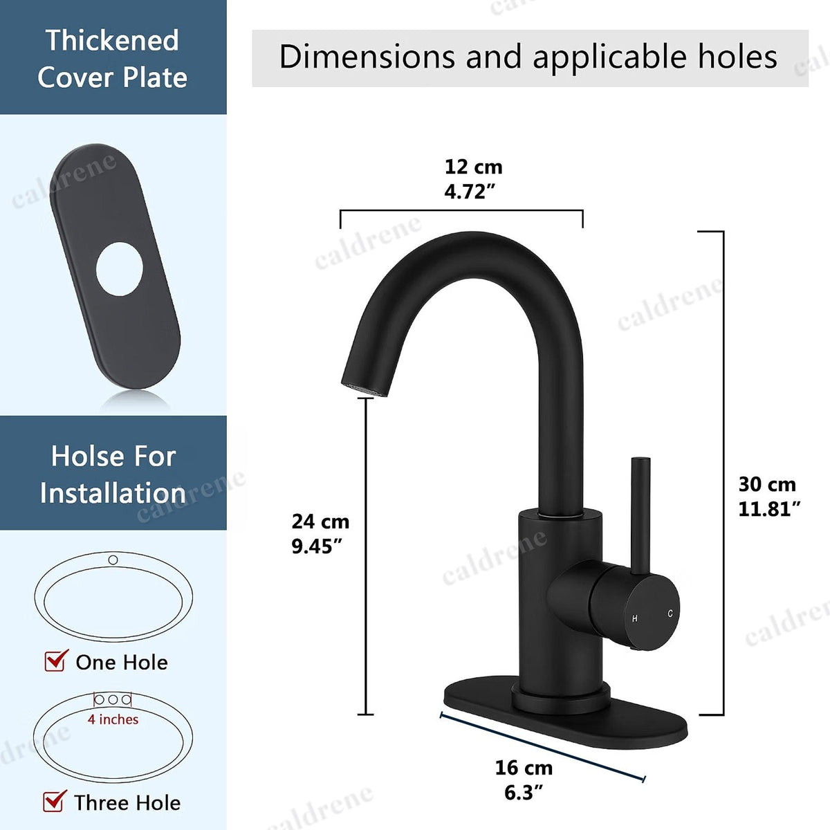 Black Single Handle High Arc Bathroom Sink Faucet – view 4