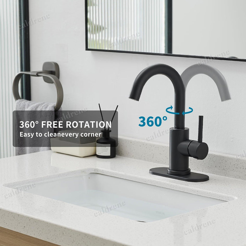 Black Single Handle High Arc Bathroom Sink Faucet – view 5