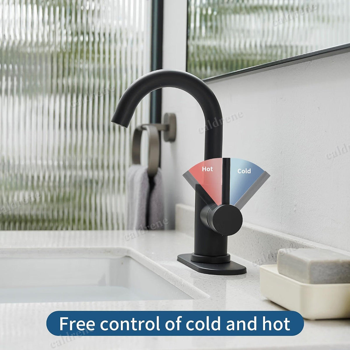 Black Single Handle High Arc Bathroom Sink Faucet – view 6