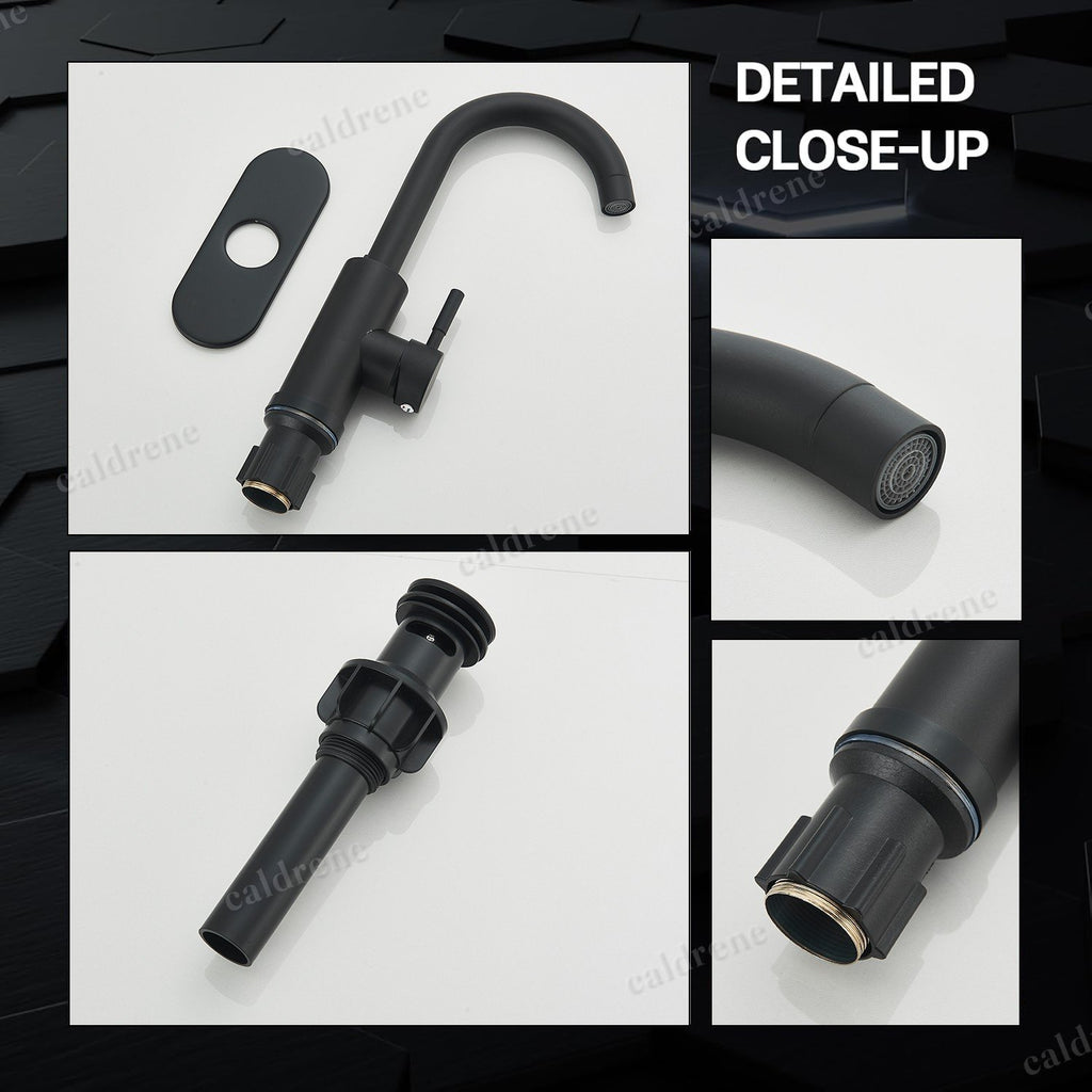 Black Single Handle High Arc Bathroom Sink Faucet – view 8