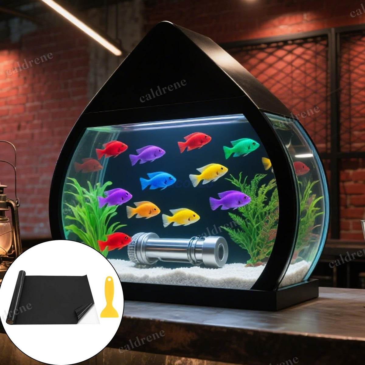 Black Static Cling Aquarium Background for Fish Tanks – view 4