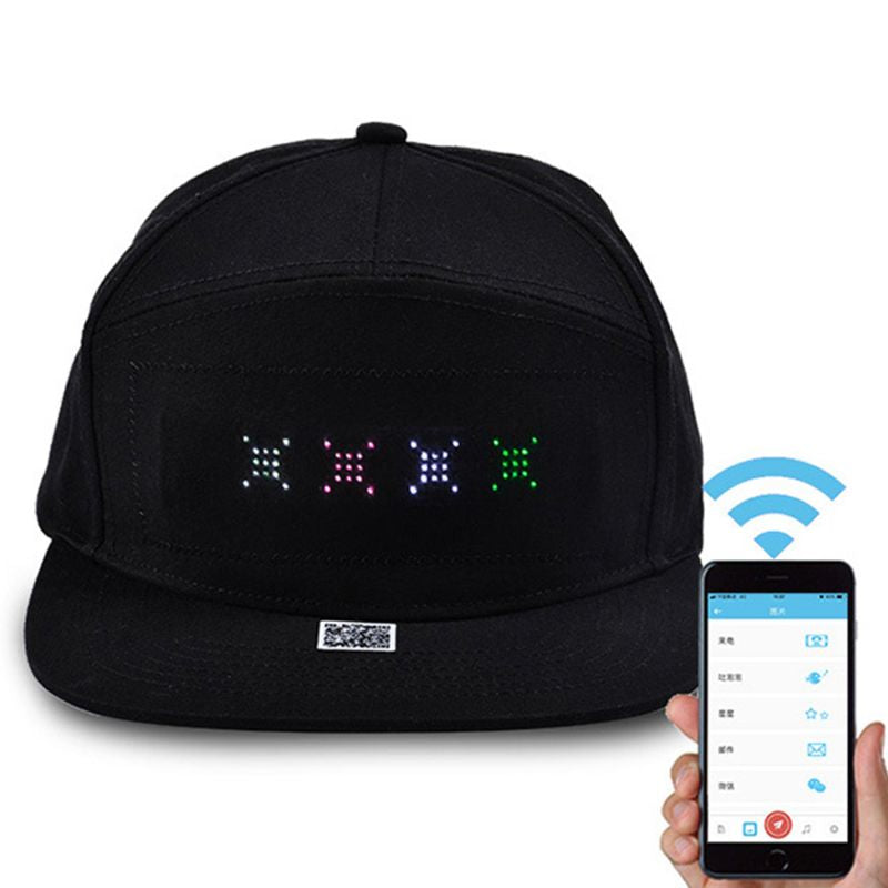 Bluetooth LED Cap with Detachable Screen – Black