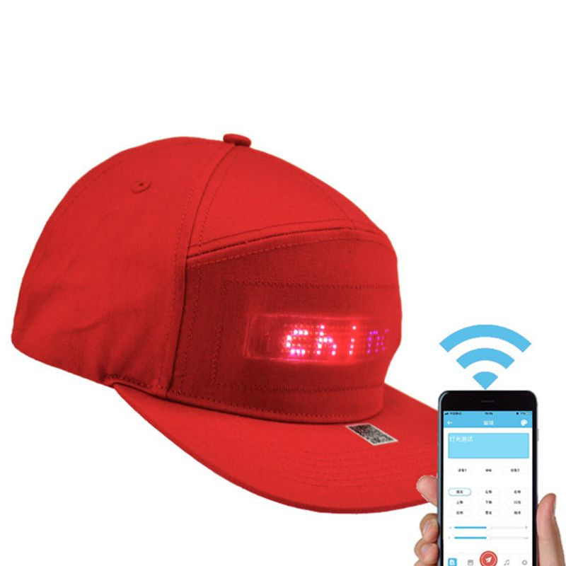 Bluetooth LED Cap with Detachable Screen – Red