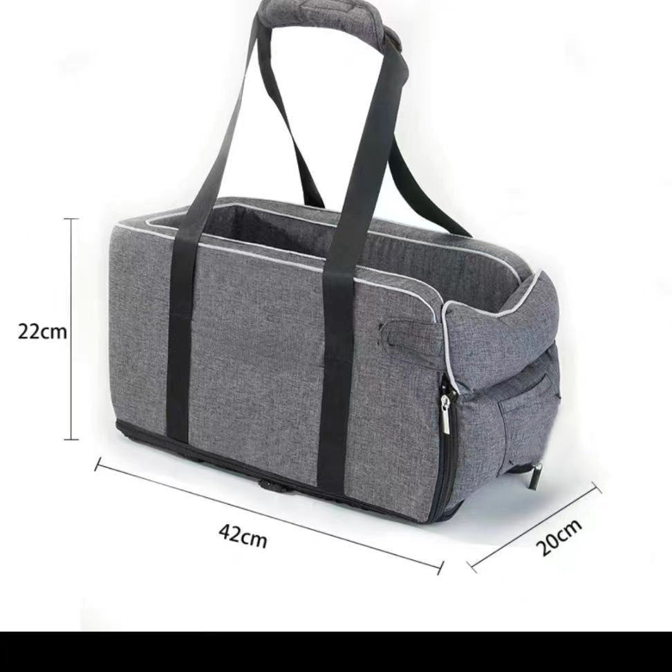 Caldrene Console Pet Seat for Small Dogs & Cats – Gray / Carry Strap