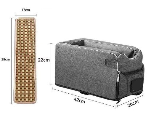 Caldrene Console Pet Seat for Small Dogs & Cats – Gray / Travel Set
