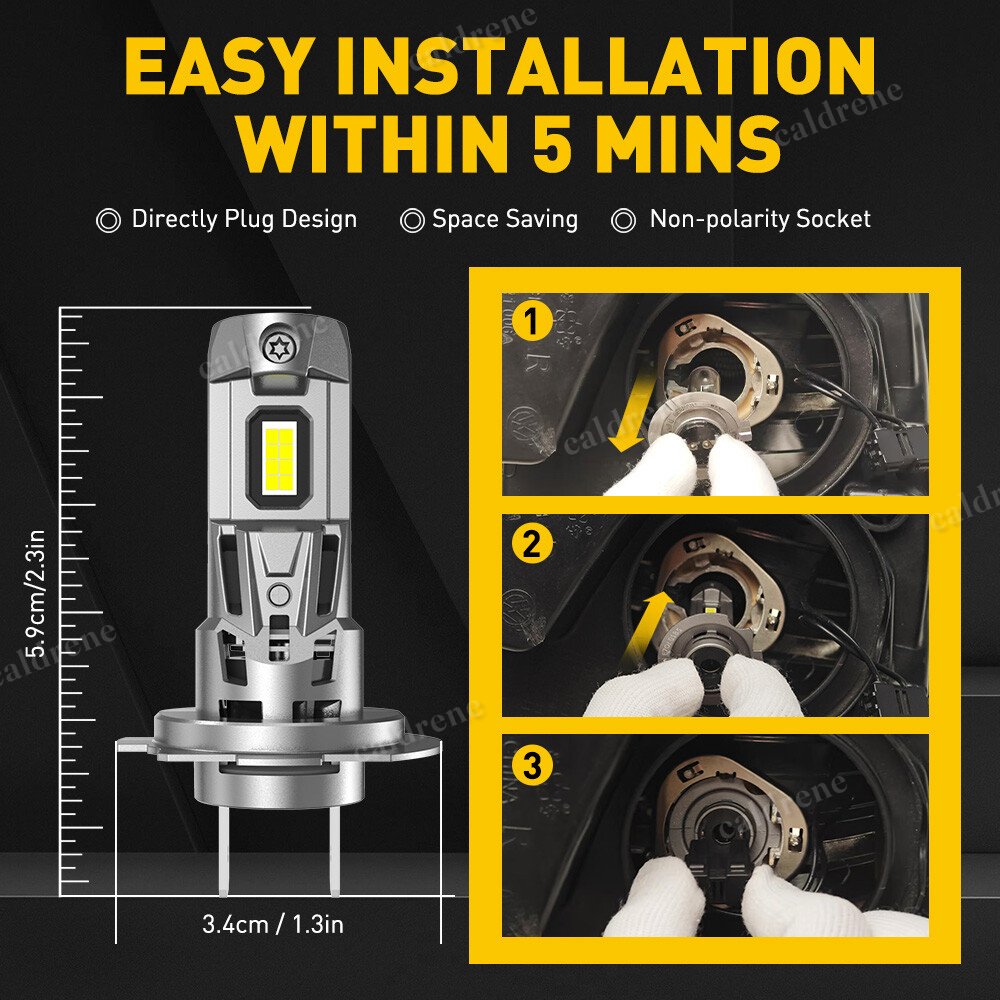 CANBUS H7 LED Headlight Bulbs Kit 22000LM 6500K, 2 Pack – view 10