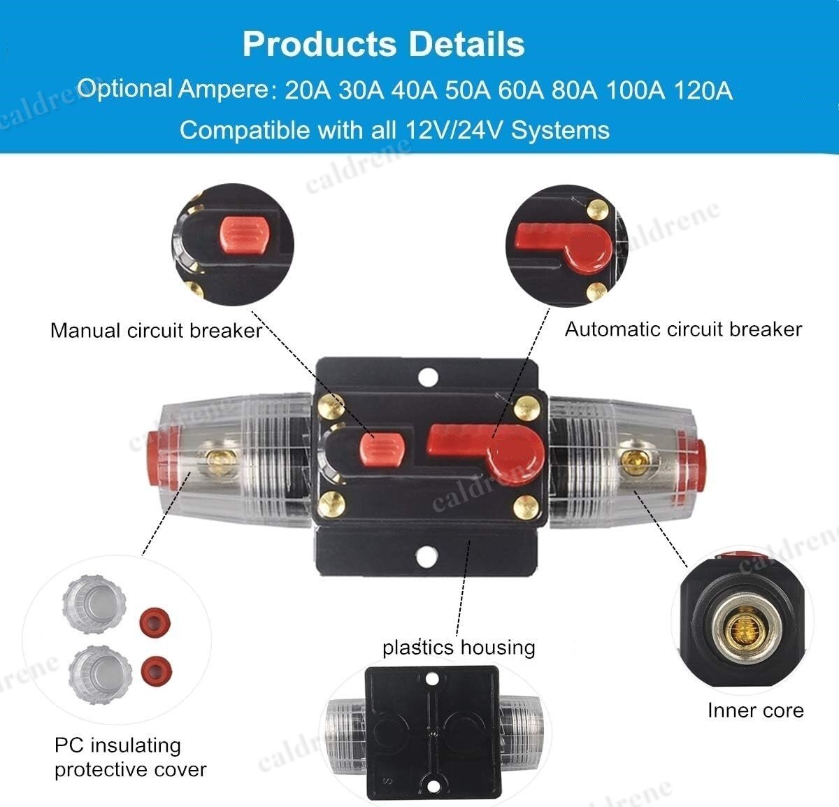 Car Audio 12V Inline Circuit Breaker 100 Amp for 4 8 Gauge Wire – view 2