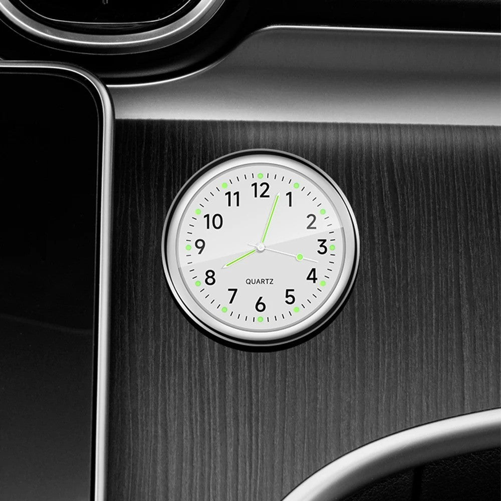 Car Clock Luminous Automobiles Internal Stick-On Mini Digital Watch Mechanics Qu – 40MM White