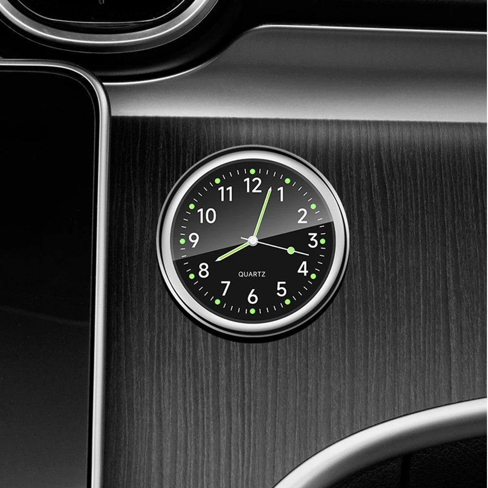 Car Clock Luminous Automobiles Internal Stick-On Mini Digital Watch Mechanics Qu – 40MM Black