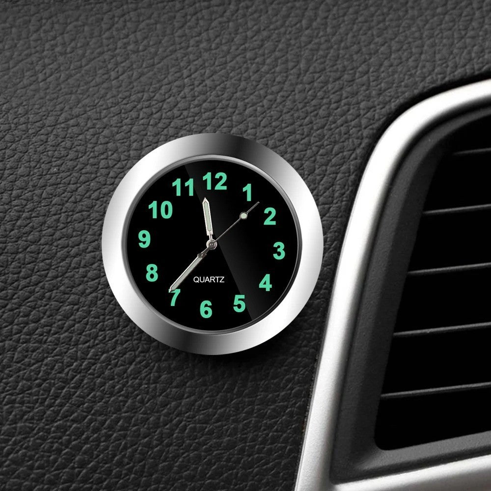 Car Clock Luminous Automobiles Internal Stick-On Mini Digital Watch Mechanics Qu – 43MM Silver