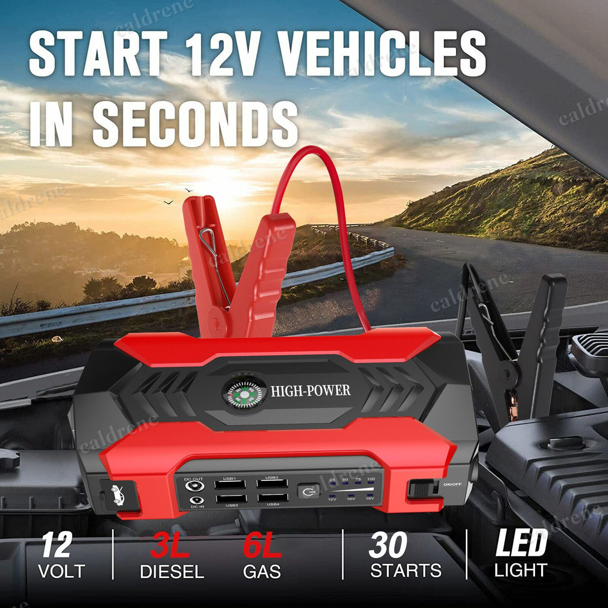Car Jump Starter Power Bank, 12V Battery Booster – view 2