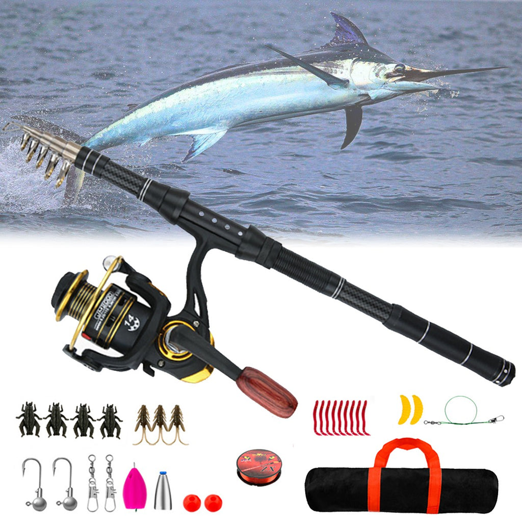 Carbon Fiber Telescopic Fishing Rod and Reel Combo – Caldrene
