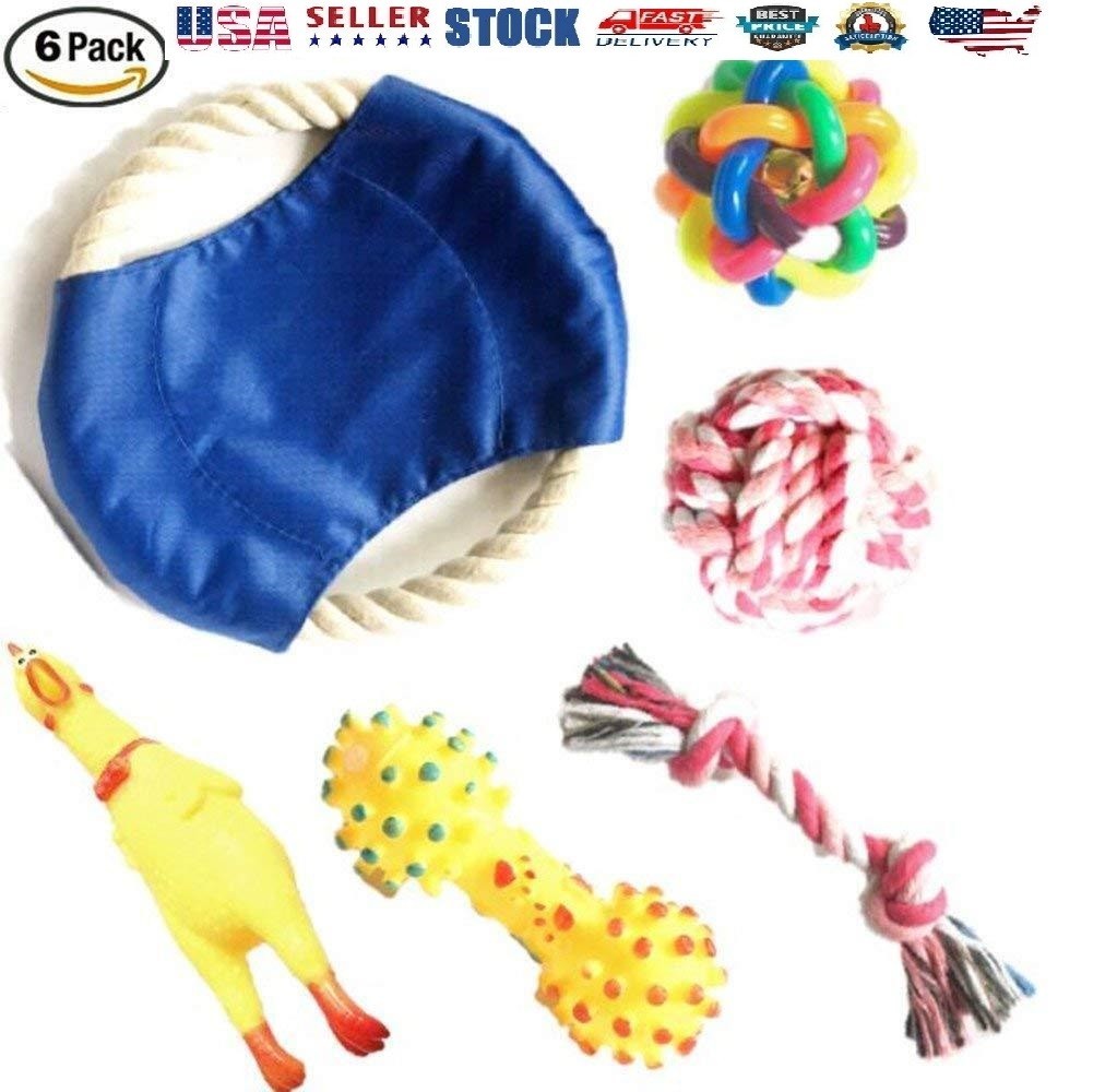 Chew and Squeaky Dog Toys, 6 Pack