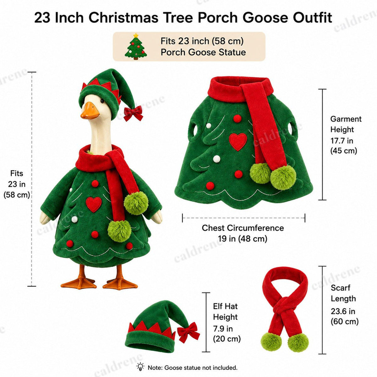 Christmas Outfit for 23 Inch Porch Goose Statue – view 2