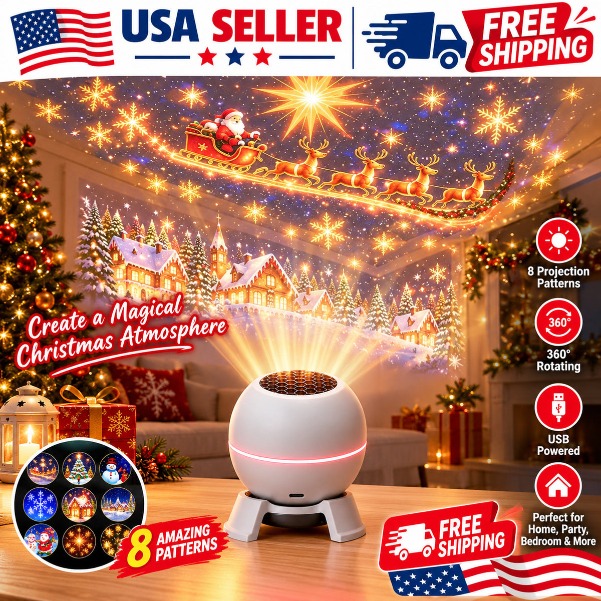 Christmas Projection Night Light, Indoor