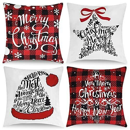 Christmas Throw Pillow Covers, Set of 4