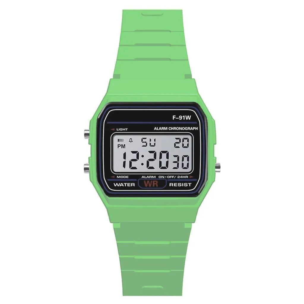 Classic Digital Watch F-91W - Unisex Retro Style – Green