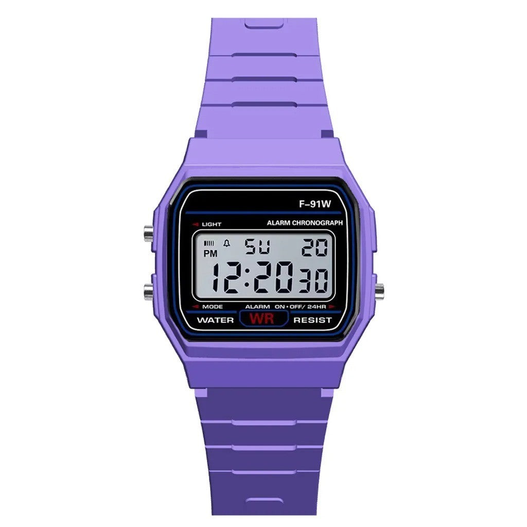 Classic Digital Watch F-91W - Unisex Retro Style – Purple