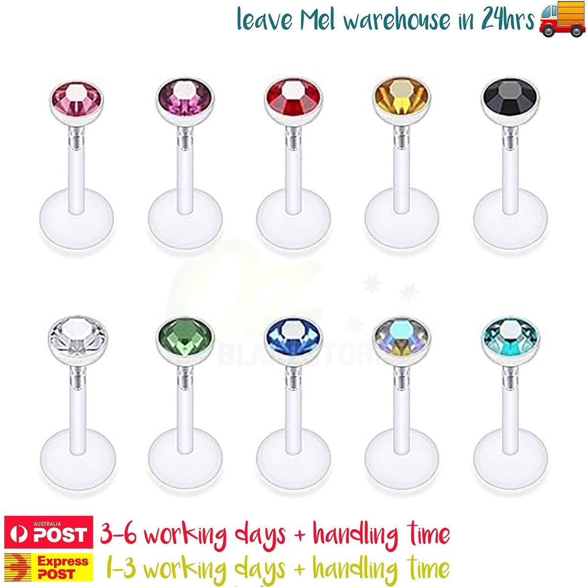 Clear Bioflex Threadless Labret Lip Rings - 10PCS