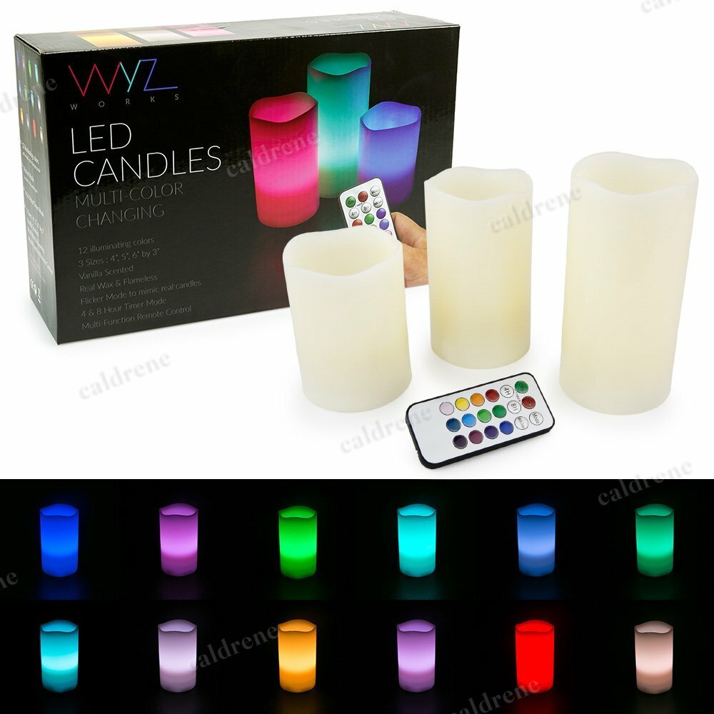 Color Changing Flameless LED Candles with Remote, Set of 3 – view 2