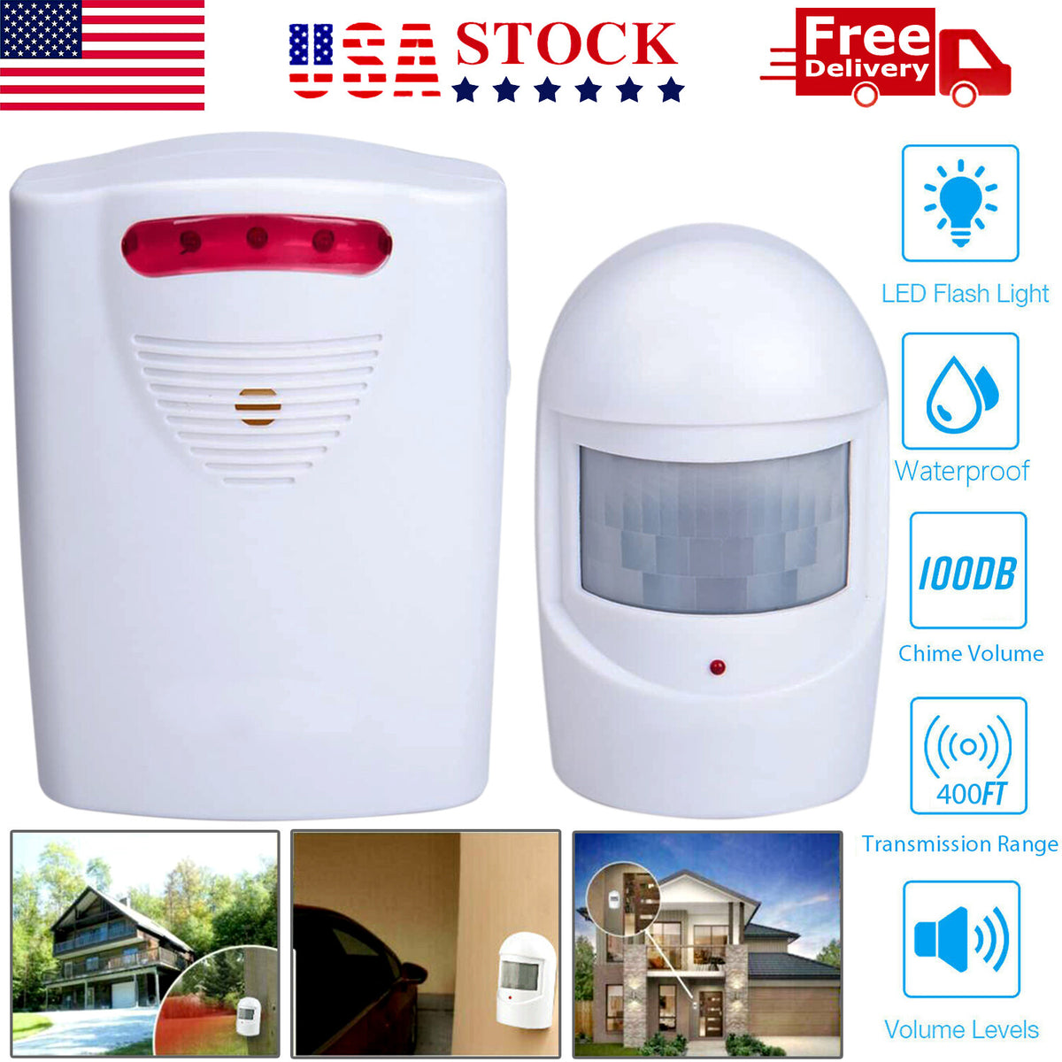 Cordless Driveway Alarm Infrared Motion Sensor