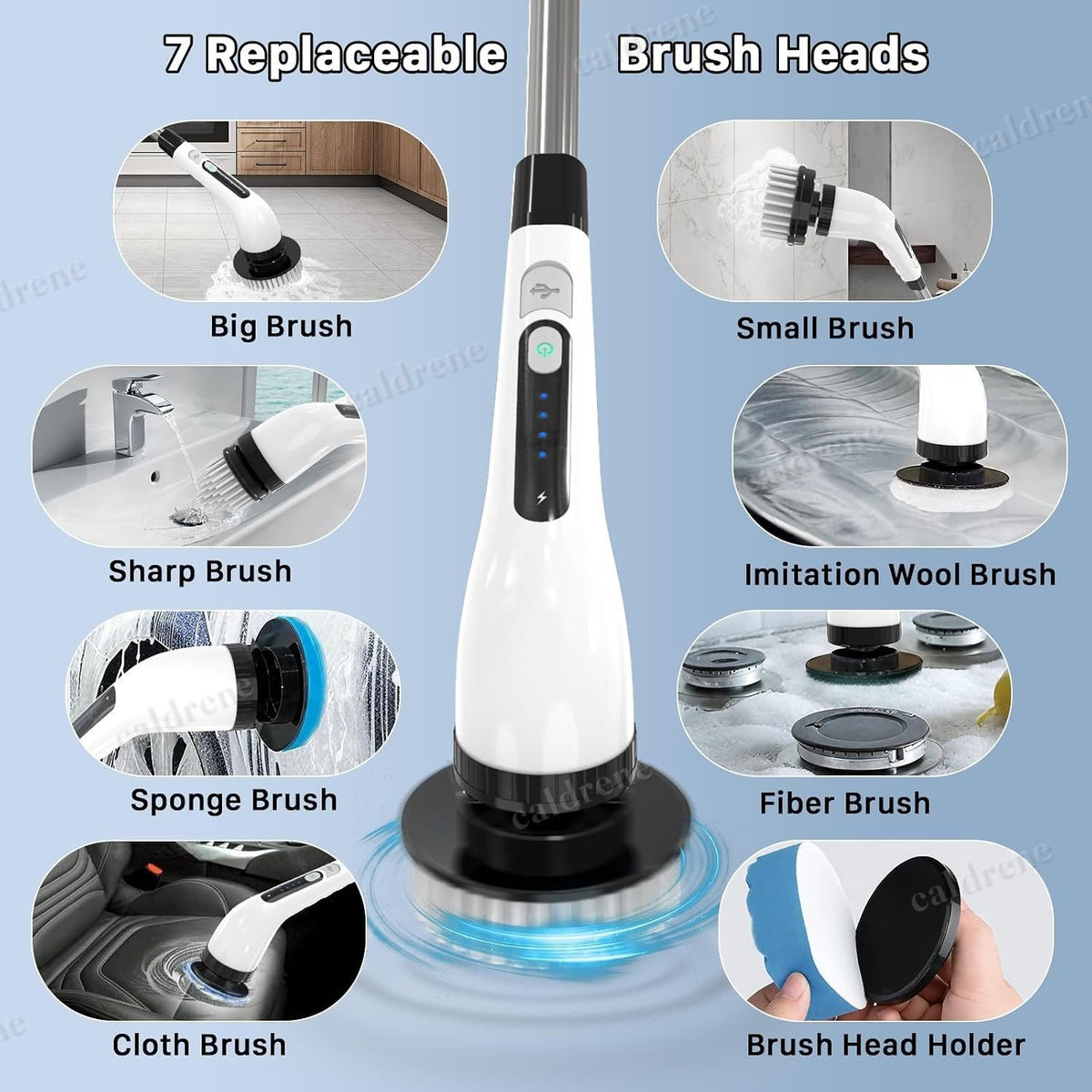 Cordless Electric Spin Scrubber with 7 Heads – view 3