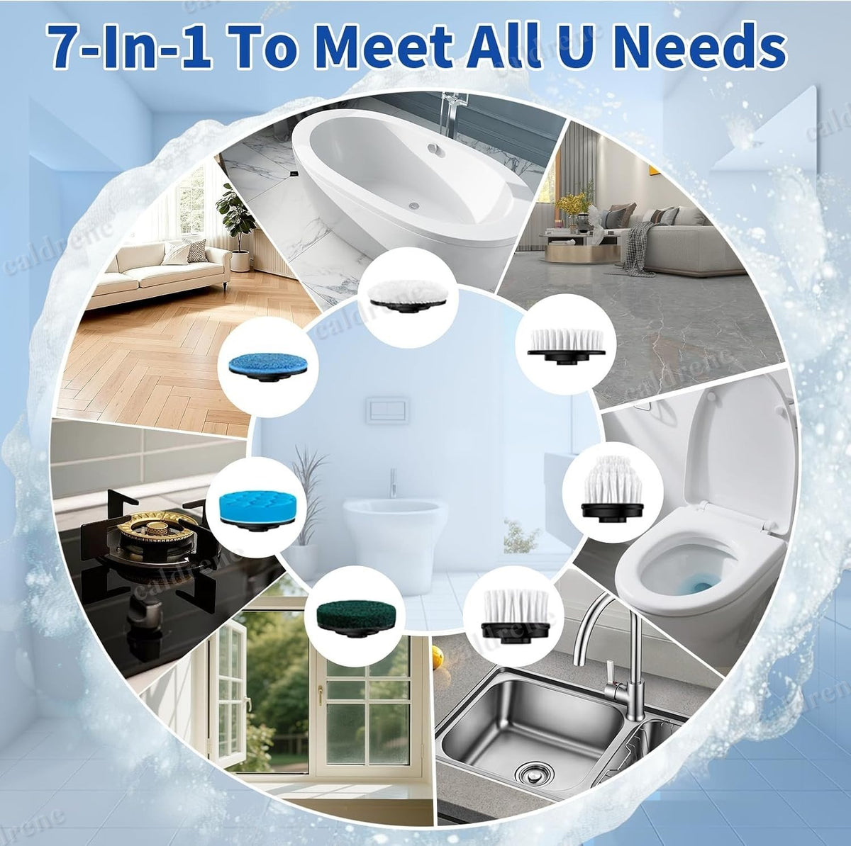 Cordless Electric Spin Scrubber with 7 Heads – view 7