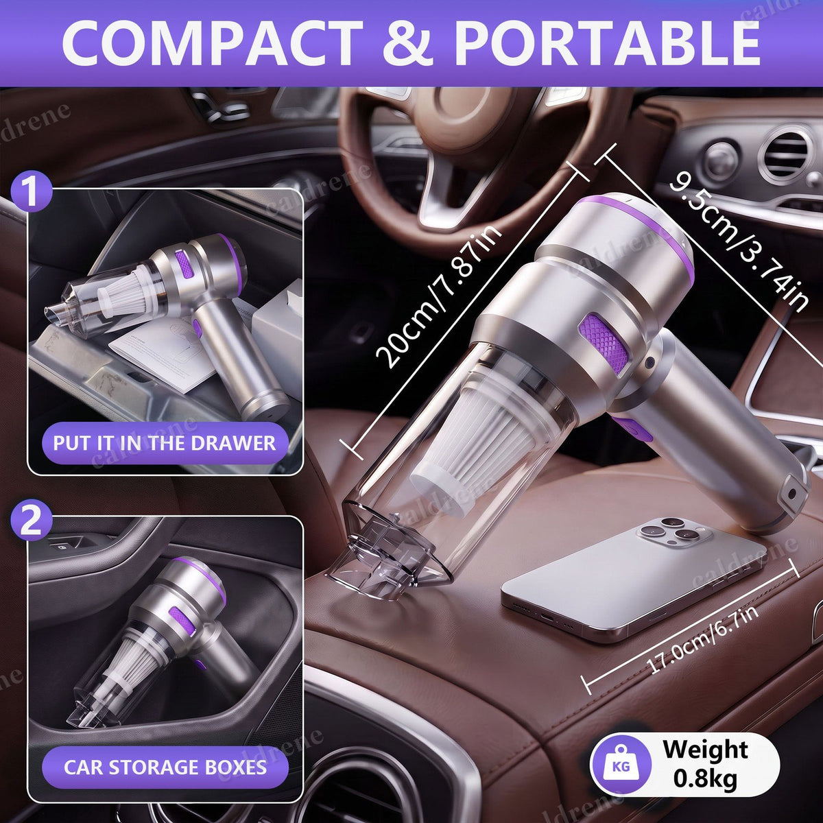 Cordless Handheld Car Vacuum with Air Blower – view 5