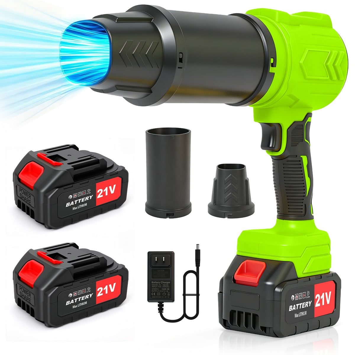 Cordless Jet Leaf Blower Lightweight Turbo Fan with 2 Batteries