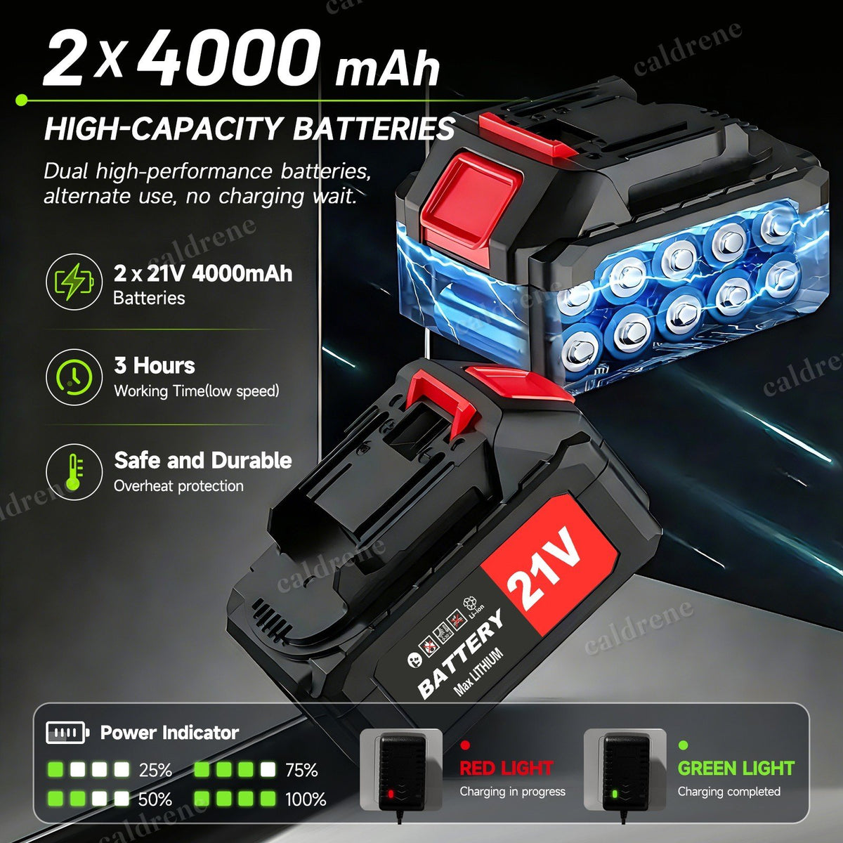 Cordless Jet Leaf Blower Lightweight Turbo Fan with 2 Batteries – view 4