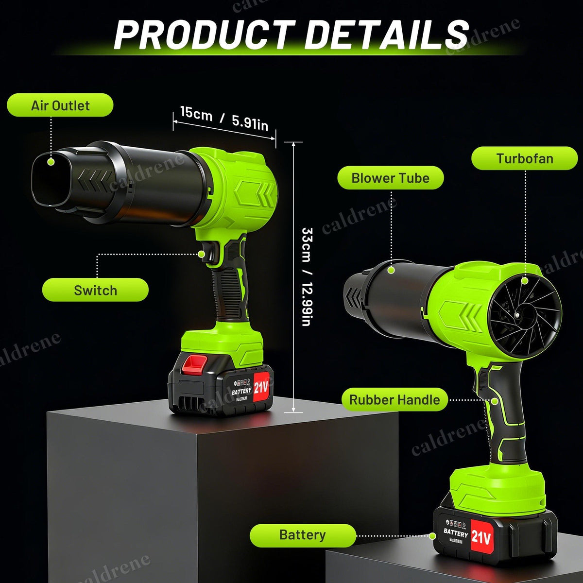 Cordless Jet Leaf Blower Lightweight Turbo Fan with 2 Batteries – view 9