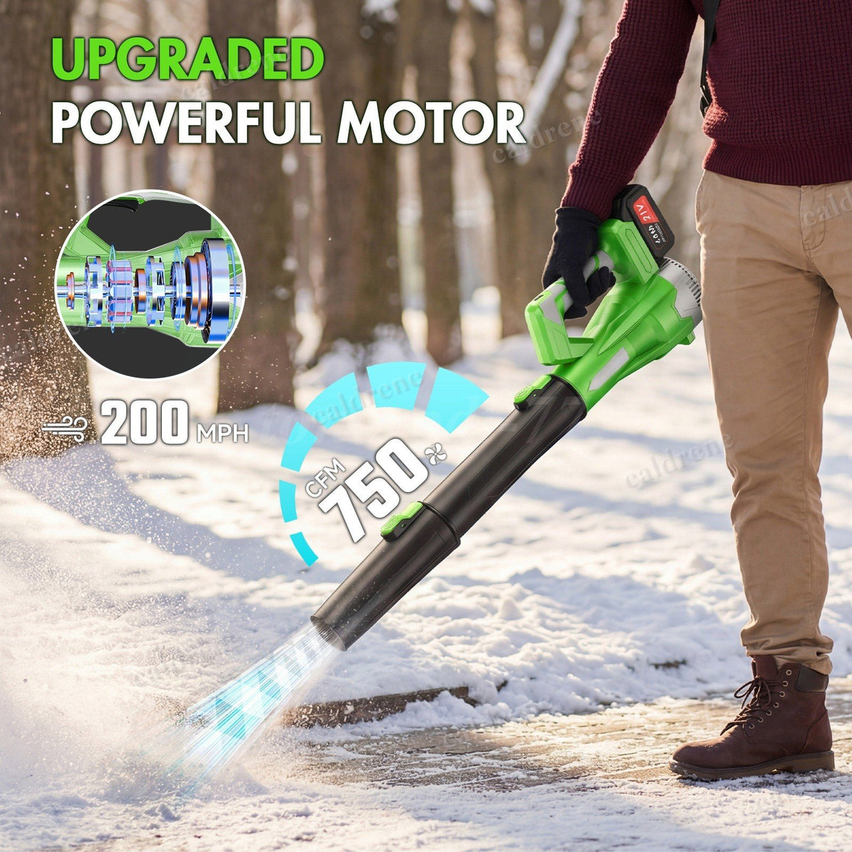 Cordless Leaf Blower 750CFM 6 Speed with 2 Batteries 6.0Ah – view 8